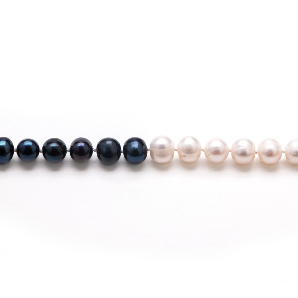 Yin Yang Black White Pearl Necklace