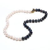 Yin Yang Black White Pearl Necklace