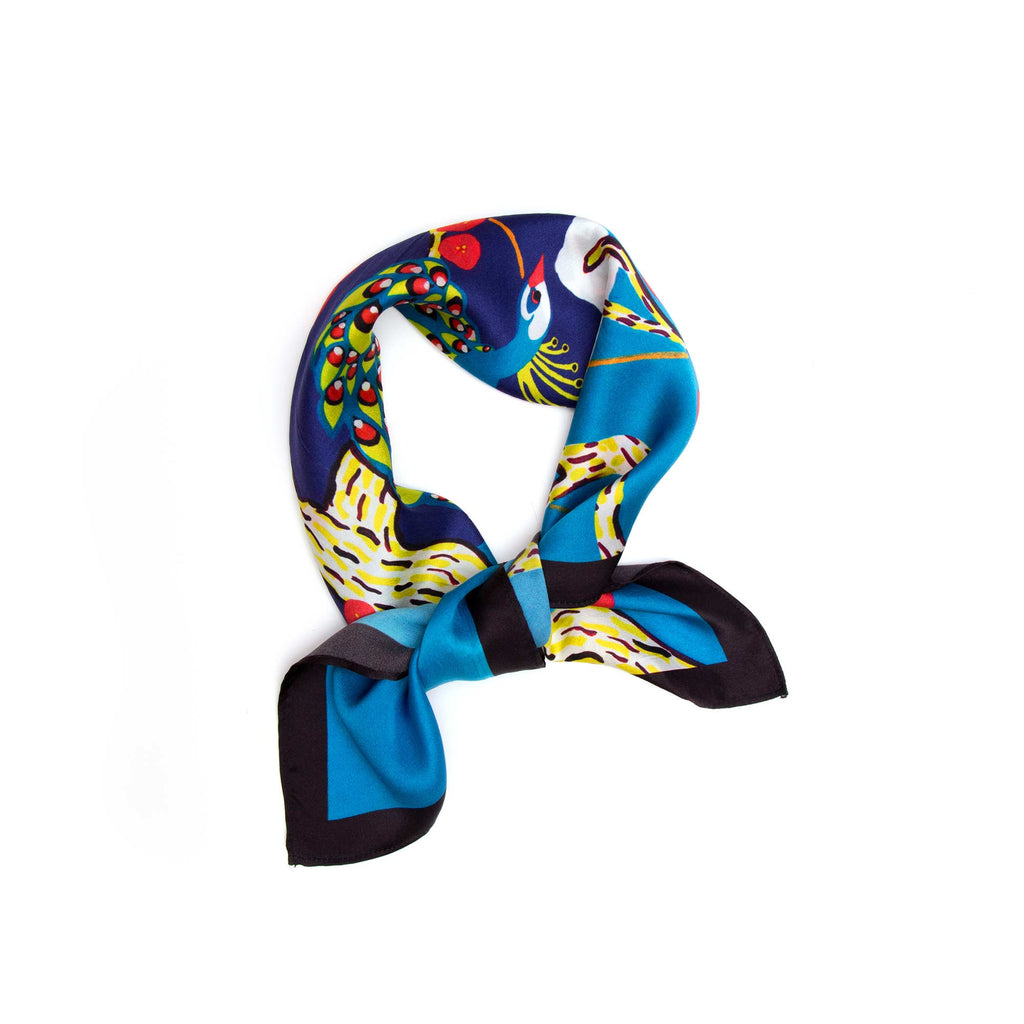 Turquoise Peacock ReBe Island Silk Scarf