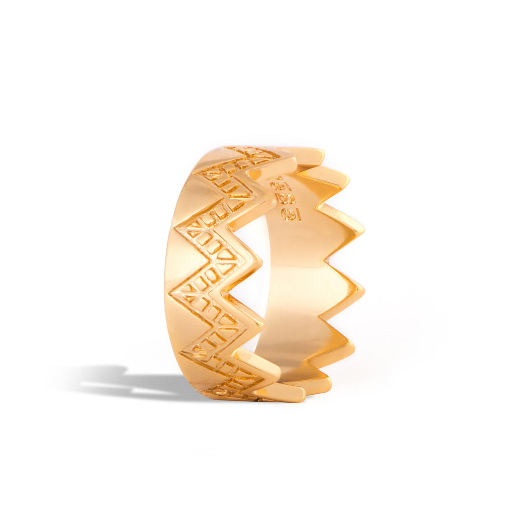 Empress Gold Crown Etched Ring