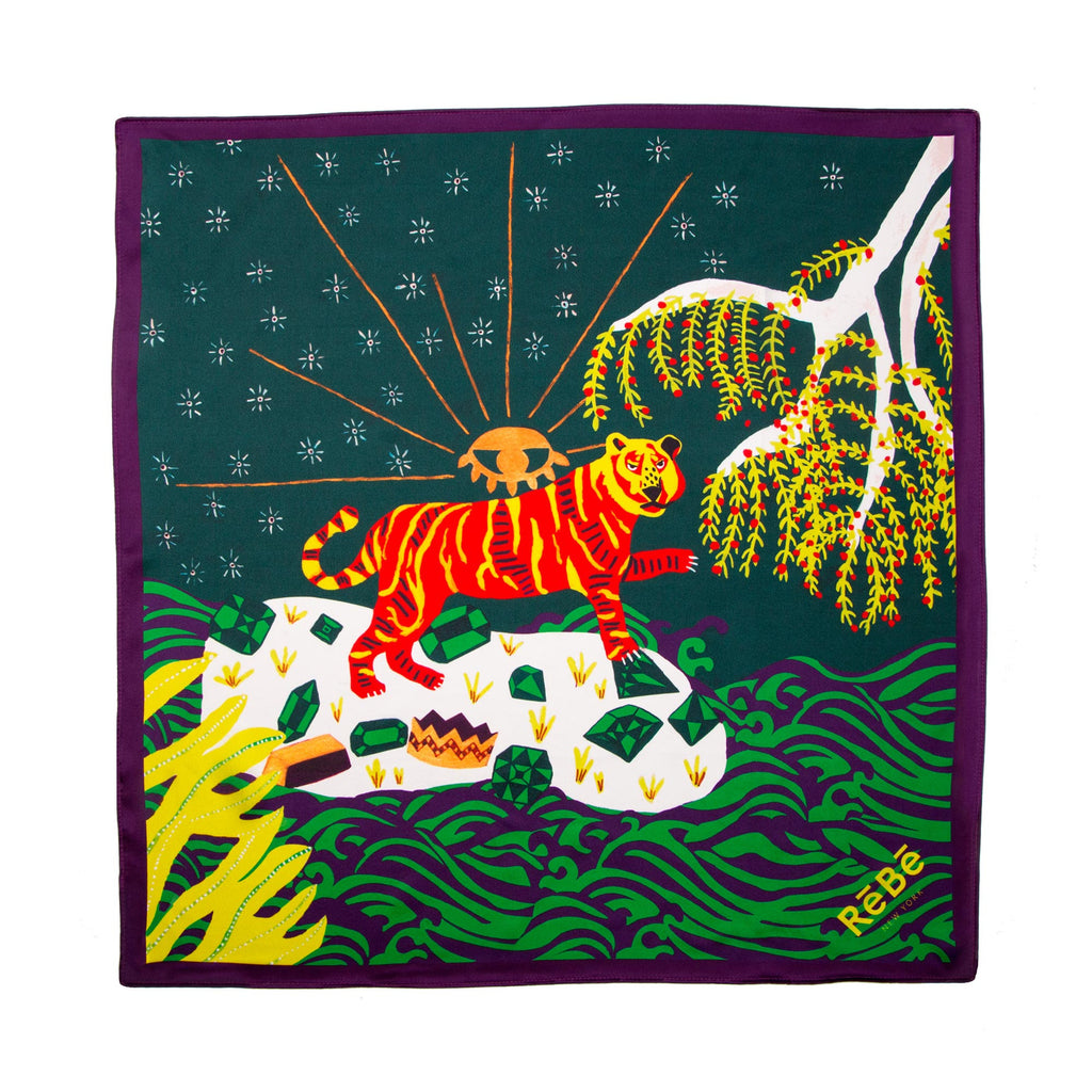 Tigre Royal Vintage Silk Scarf Pillow 28