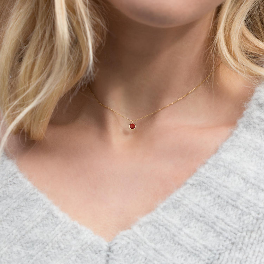 Red Onyx Dot Necklace